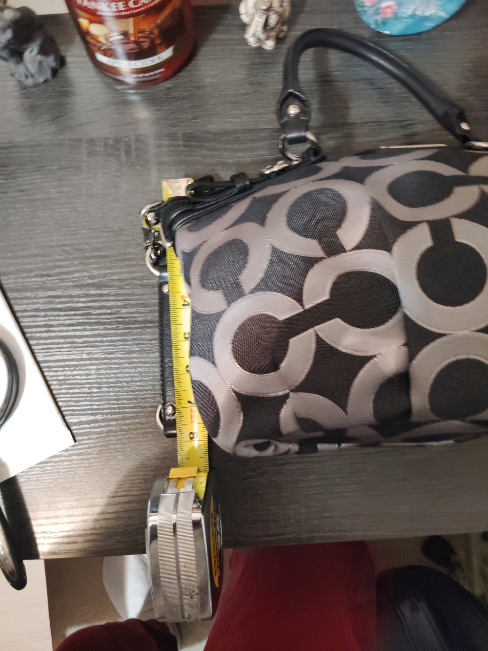 Coach Black and Silver Signature Purse with Leather Trim - Picture 5 of 7